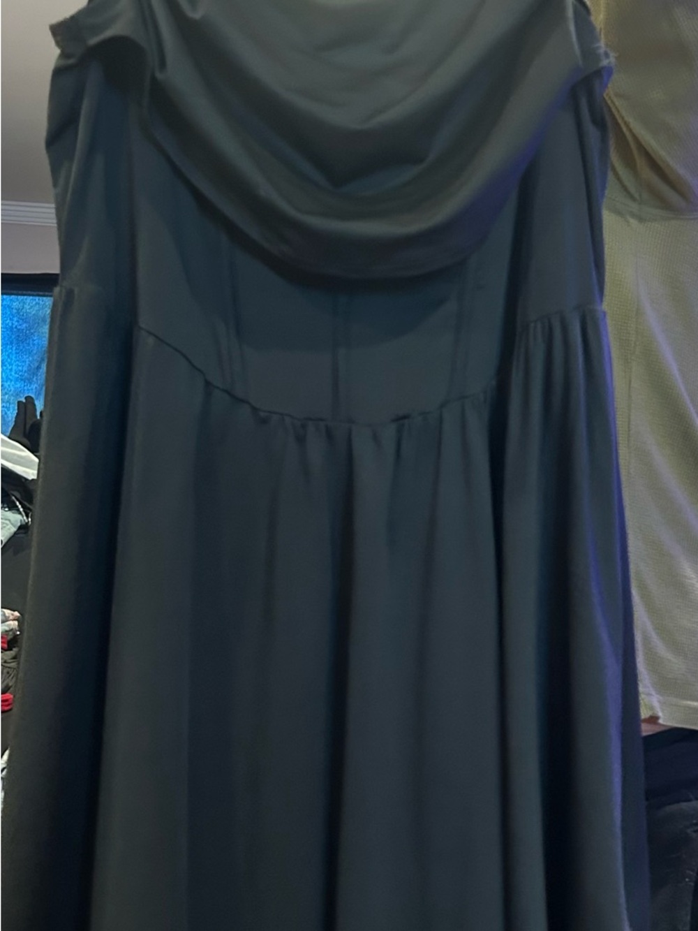Women's Dark Black Draped Maxi Dress